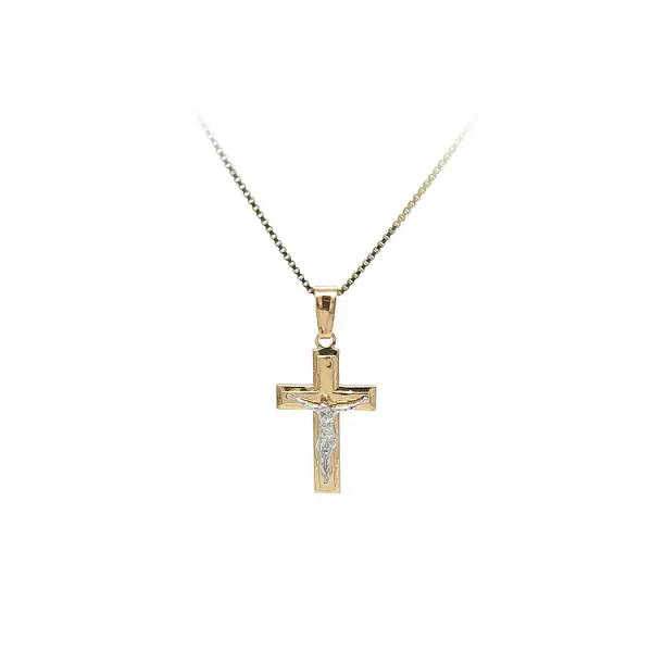 Gold Pendant Cross with Jesus Christ
