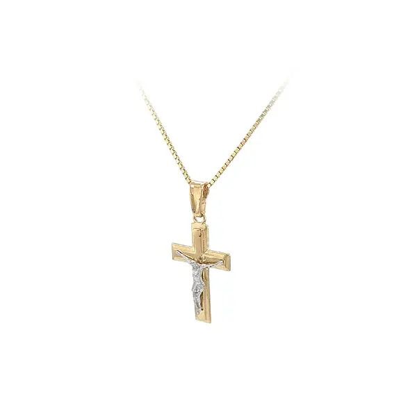 Gold Pendant Cross with Jesus Christ