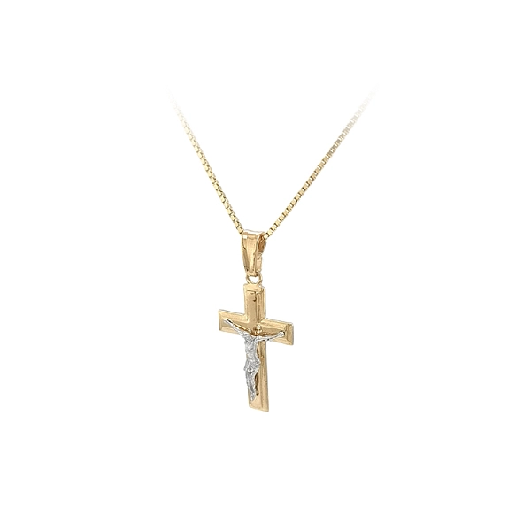 Gold Pendant Cross with Jesus Christ