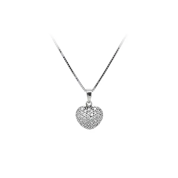 Pendant Heart with White Gold Zircons
