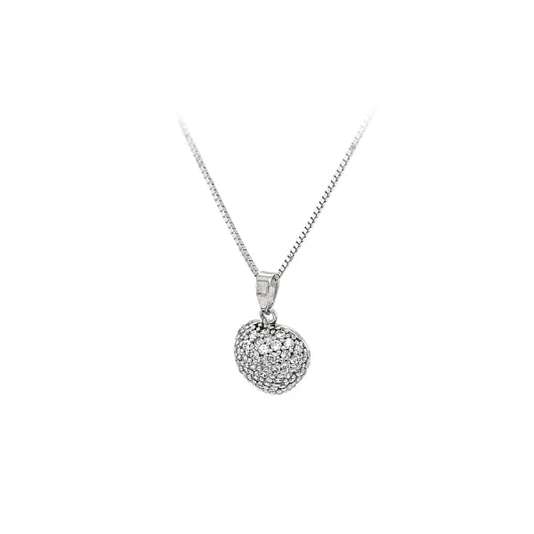 Pendant Heart with White Gold Zircons
