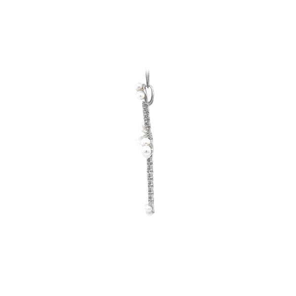 Pendant Cross with Pearl and White Gold Zircons