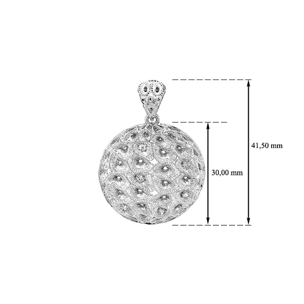 White gold pendant with cubic zirconia