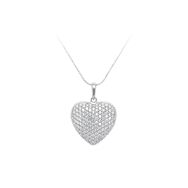 Pendant Heart with White Gold Zircons
