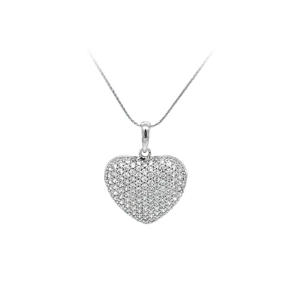 Pendant Heart with White Gold Zircons
