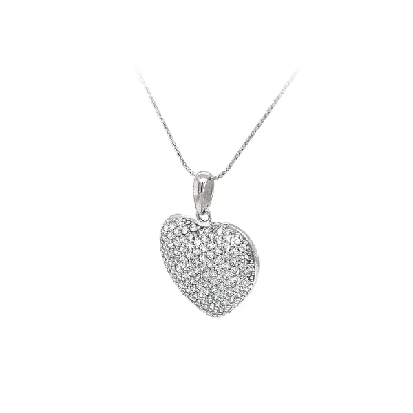 Pendant Heart with White Gold Zircons