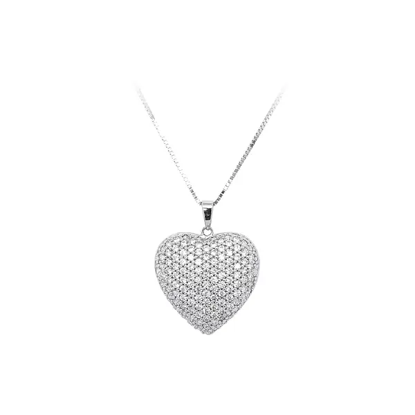 Pendant Heart with White Gold Zircons