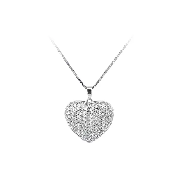 Pendant Heart with White Gold Zircons