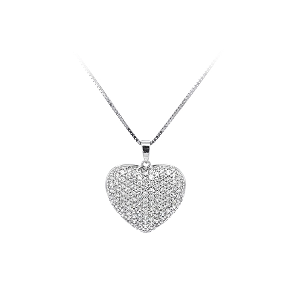 Pendant Heart with White Gold Zircons