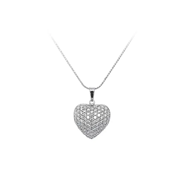 Pendant Heart with White Gold Zircons