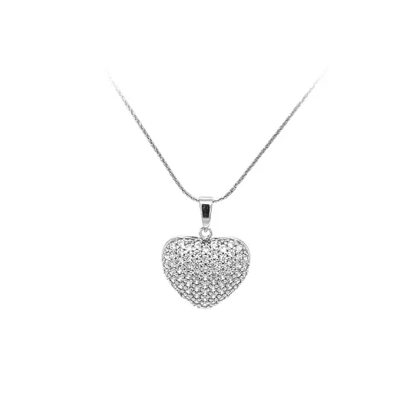 Pendant Heart with White Gold Zircons