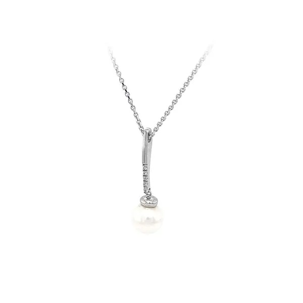 Gold Necklace with Pearl and Zircons