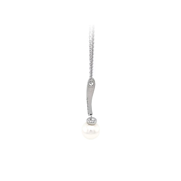 Gold Necklace with Pearl and Zircons