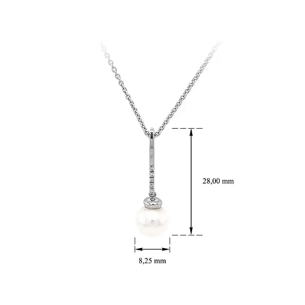 Gold Necklace with Pearl and Zircons