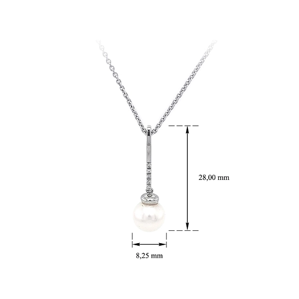 Gold Necklace with Pearl and Zircons
