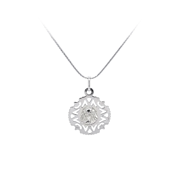 Pendant Madonna Virgin Mary of White Gold