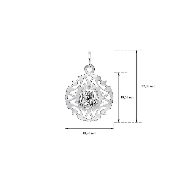 Pendant Madonna Virgin Mary of White Gold