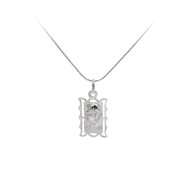 Pendant Madonna Virgin Mary of White Gold