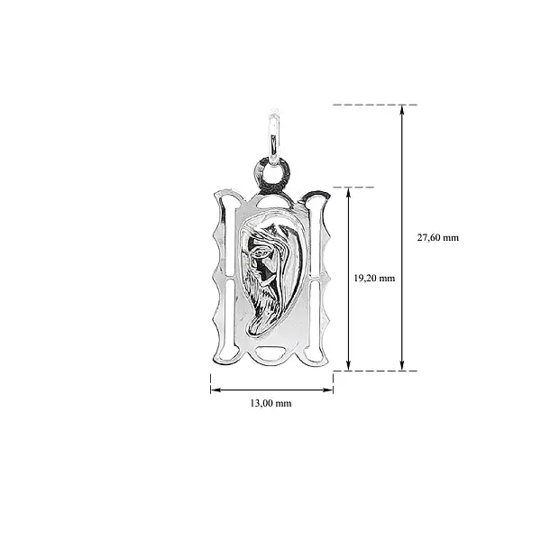Pendant Madonna Virgin Mary of White Gold
