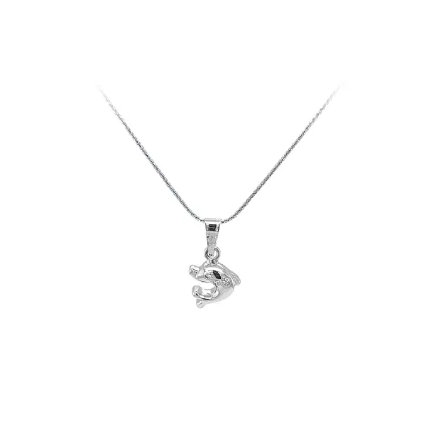 Pendant Dolphin with White Gold Zircons