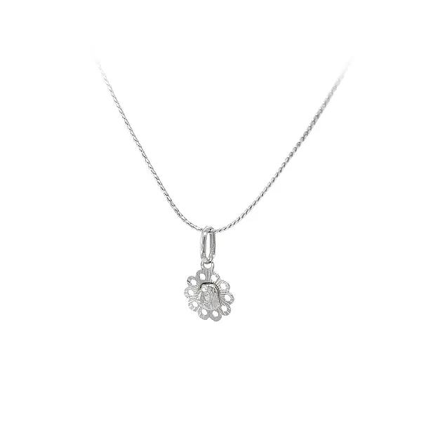Pendant Madonna Virgin Mary of White Gold