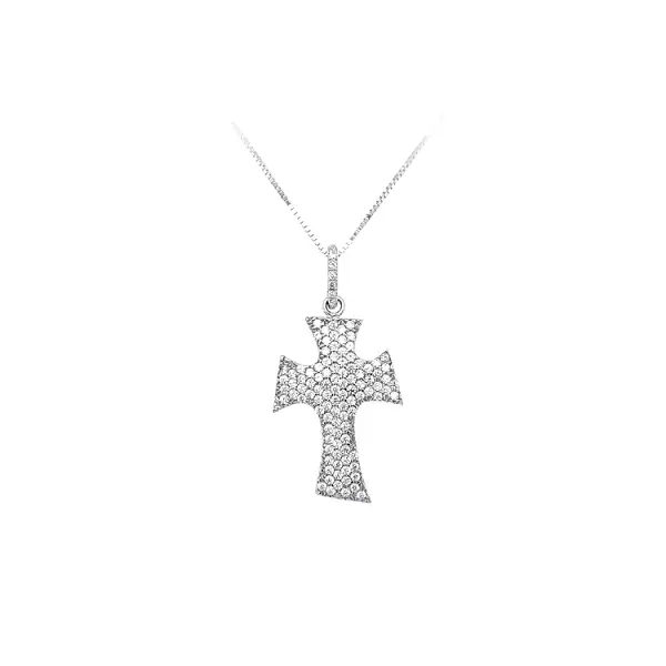Pendant Cross with White Gold Zircons