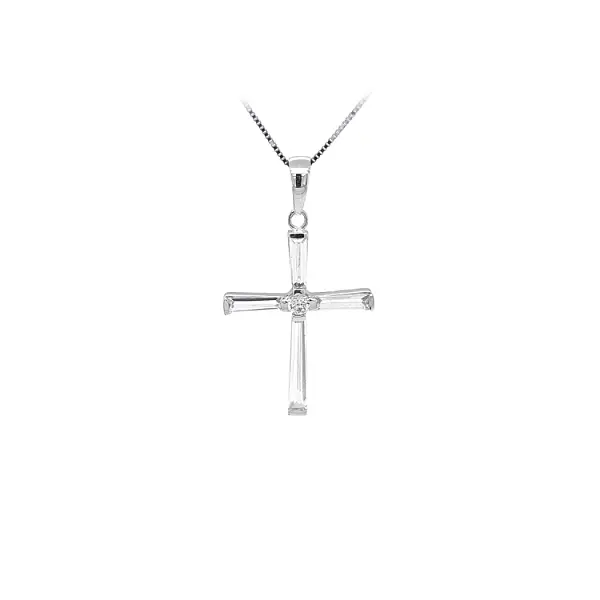 Pendant Cross with White Gold Zircons