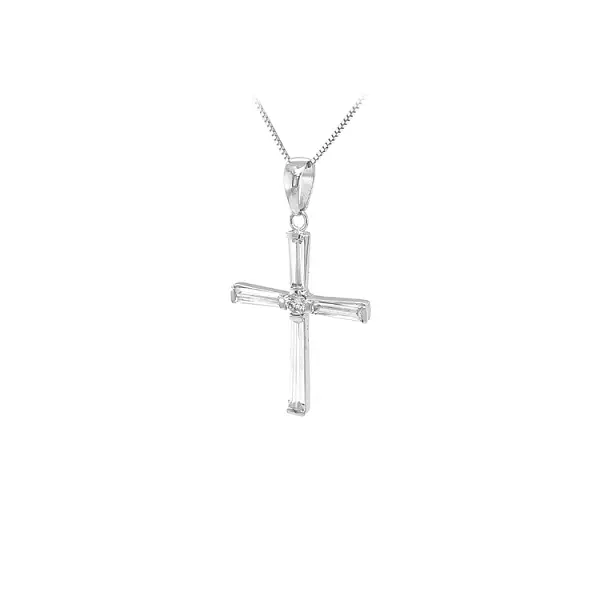 Pendant Cross with White Gold Zircons