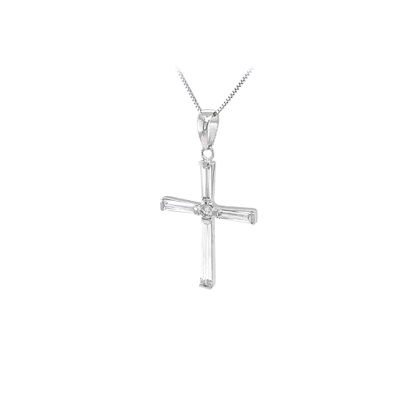 Pendant Cross with White Gold Zircons