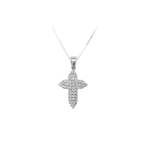 Pendant Cross with White Gold Zircons