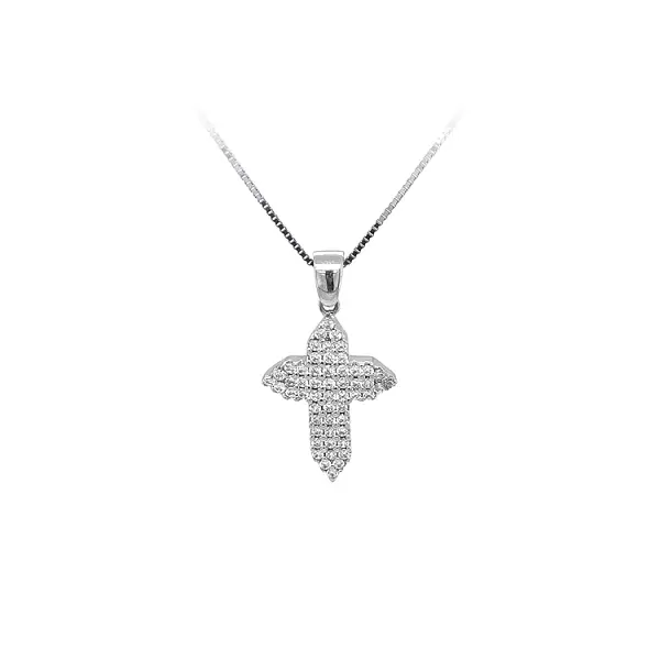 Pendant Cross with White Gold Zircons