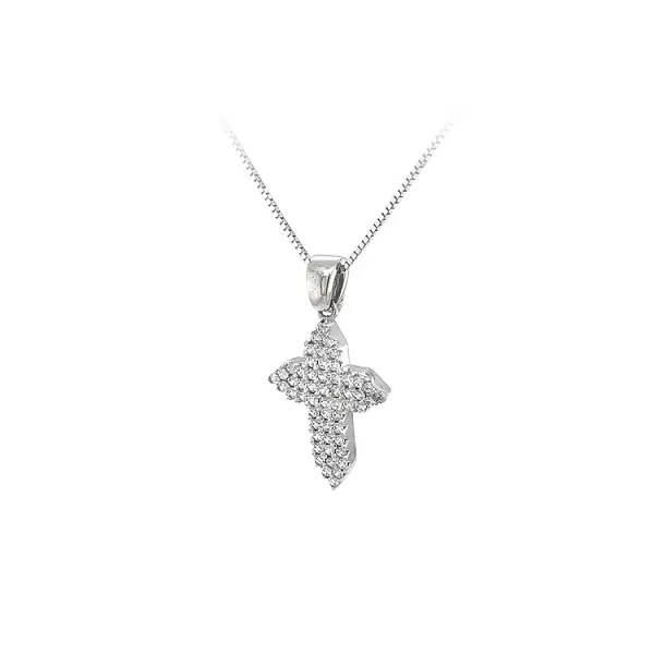 Pendant Cross with White Gold Zircons