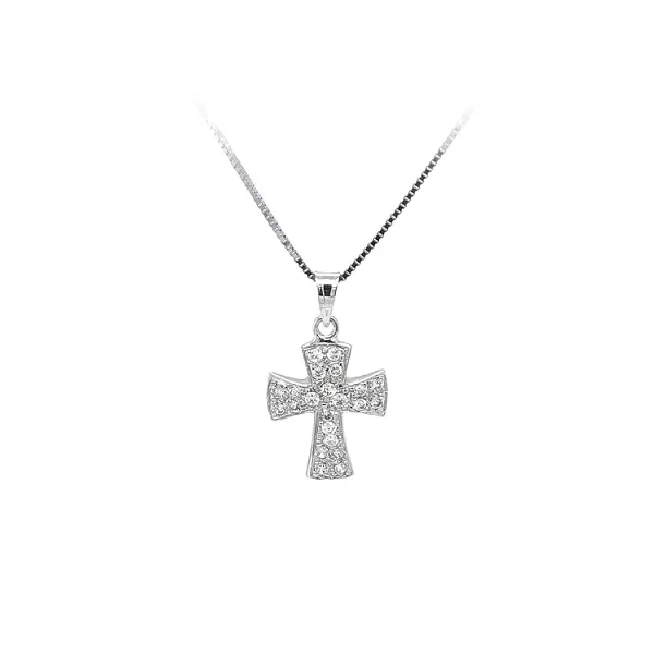 Pendant Cross with White Gold Zircons