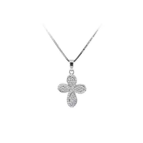 Pendant Cross with White Gold Zircons