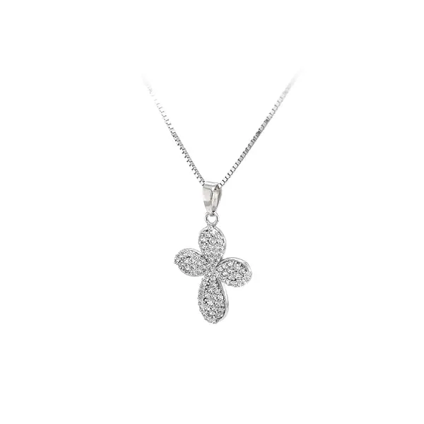 Pendant Cross with White Gold Zircons