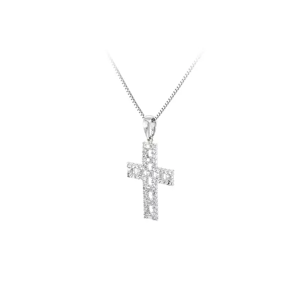 Pendant Cross with Zircons White Gold