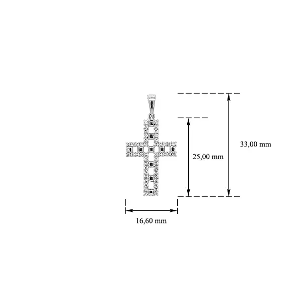 Pendant Cross with Zircons White Gold
