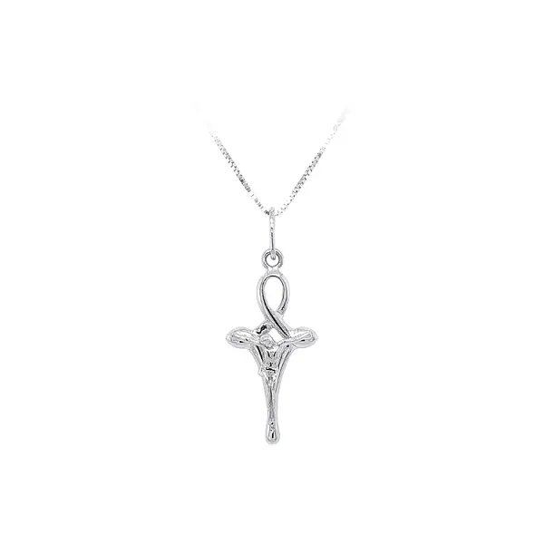 Pendant Cross with Jesus Christ from White Gold