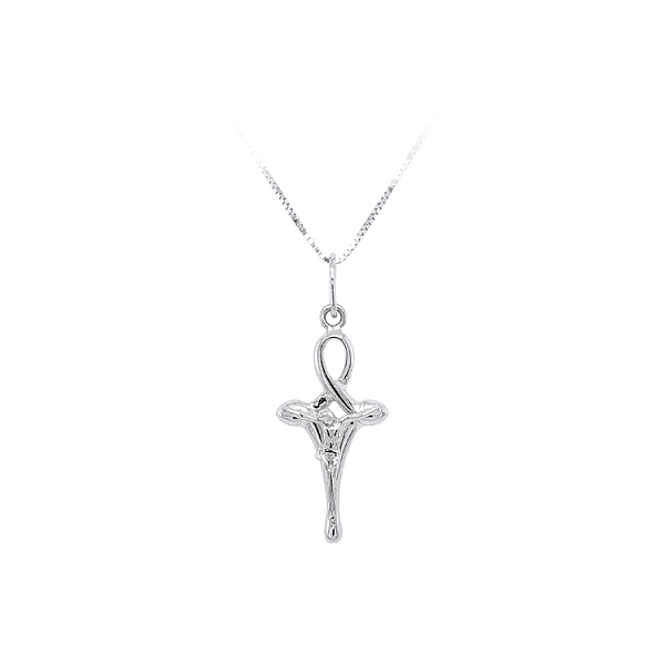 Pendant Cross with Jesus Christ from White Gold