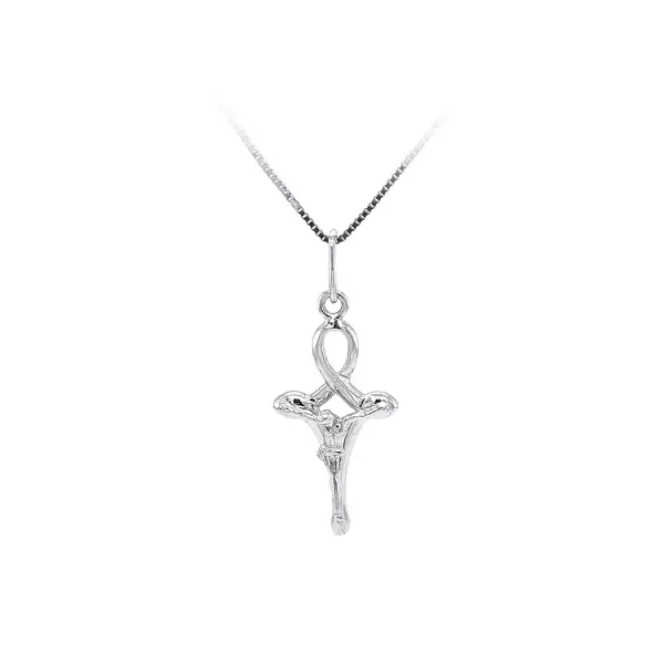 Pendant Cross with Jesus Christ from White Gold