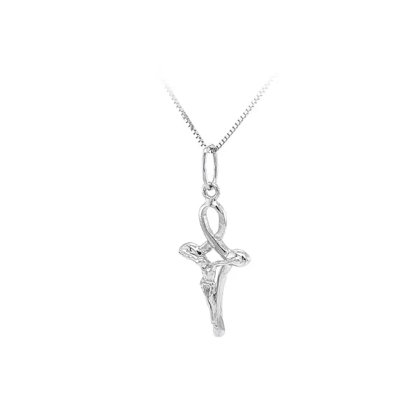 Pendant Cross with Jesus Christ from White Gold