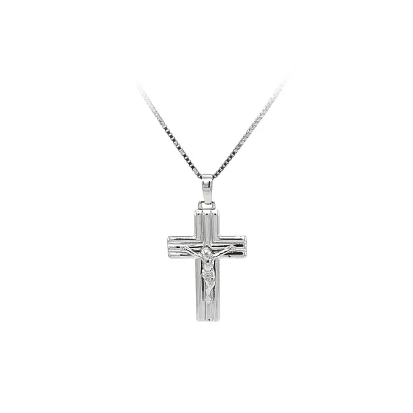 Pendant Cross with Jesus Christ from White Gold