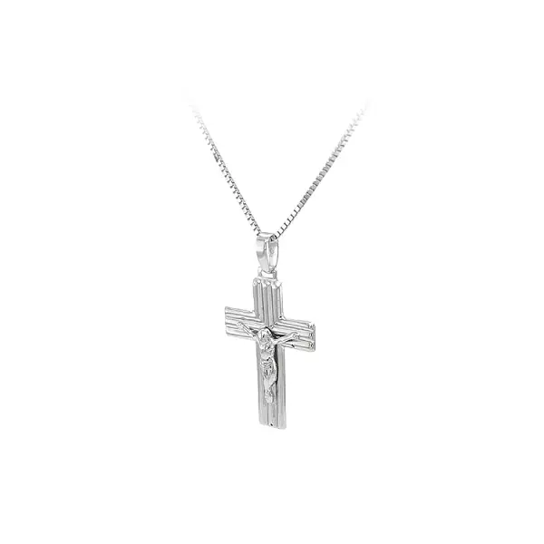 Pendant Cross with Jesus Christ from White Gold
