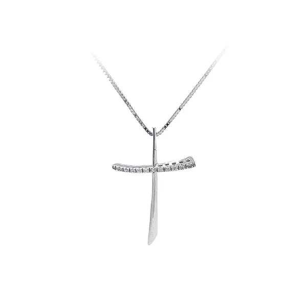 Pendant Cross with White Gold Zircons