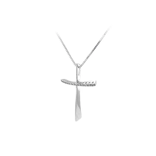 Pendant Cross with White Gold Zircons