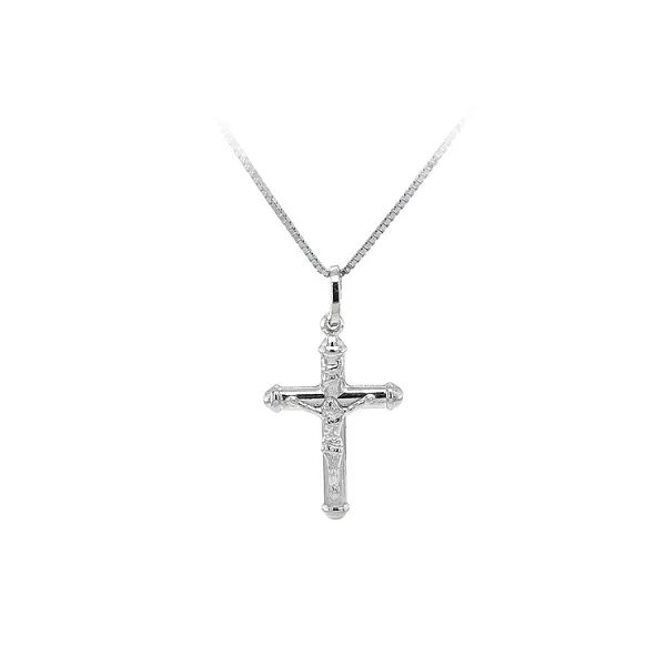 Pendant Cross with Jesus Christ from White Gold