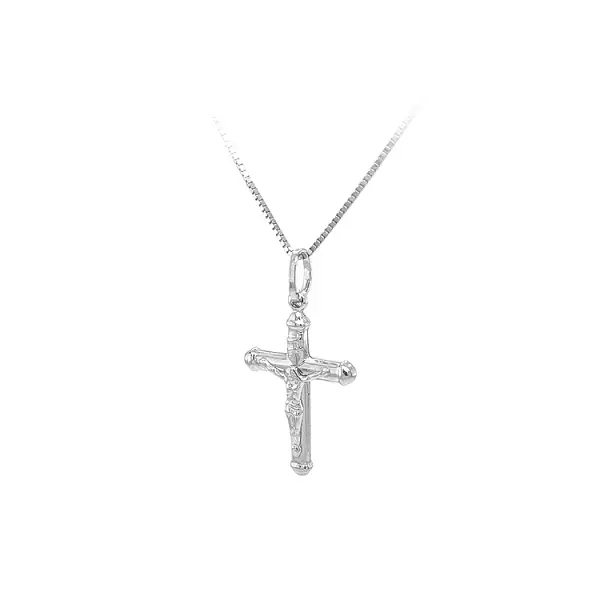 Pendant Cross with Jesus Christ from White Gold