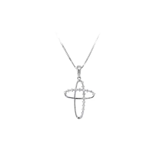Pendant Cross with White Gold Zircons