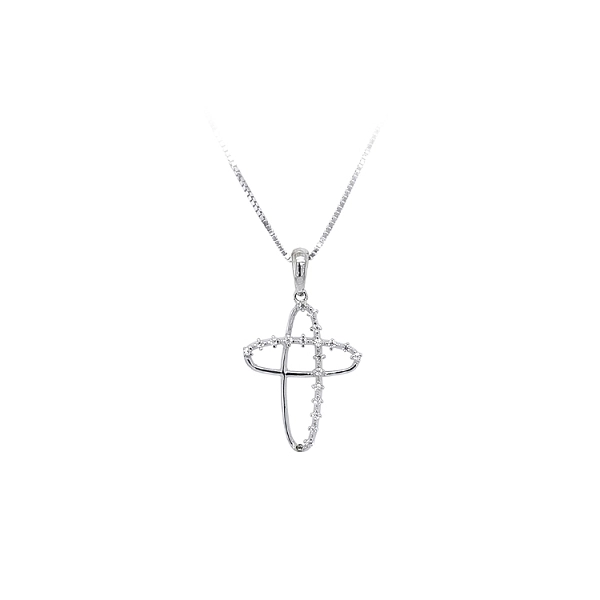 Pendant Cross with White Gold Zircons