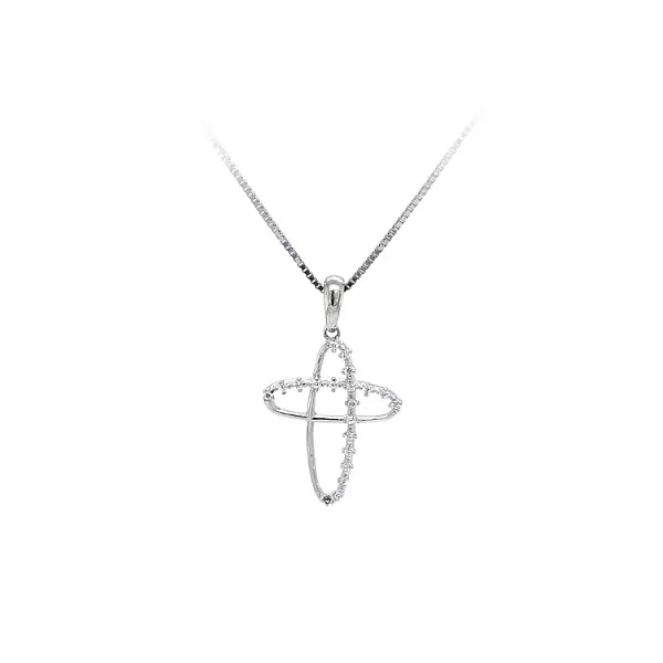 Pendant Cross with White Gold Zircons